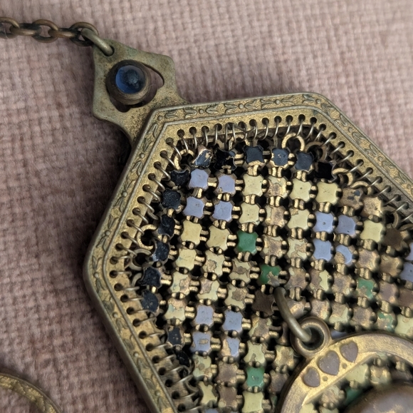 1920's Enamel Mini Metal Mesh Flapper Coin Purse - Picture 4 of 9